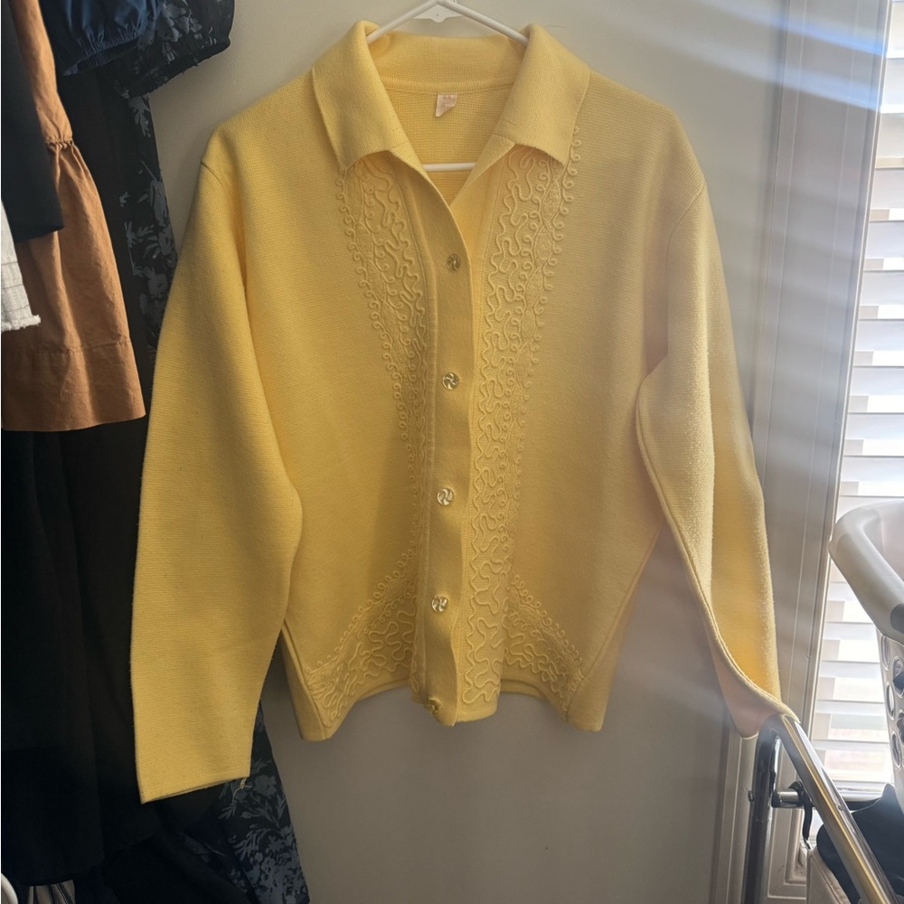 Yellow Button-Up Women's Sweater